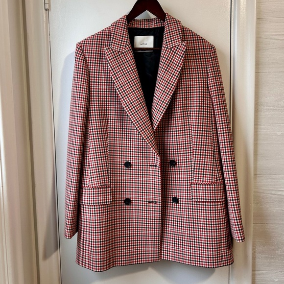 Wilfred Jackets & Blazers - New Wilfred Red Check Double Breasted Blazer